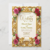Champagne Cream & Blush Pink Faux Foil Wedding Kaart (Voorkant)