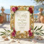 Champagne Cream & Blush Pink Faux Foil Wedding Kaart