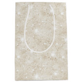 Champagne Cream Sand Glitter Birthday Medium Cadeauzakje (Voorkant)