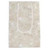 Champagne Cream Sand Glitter Birthday Medium Cadeauzakje (Achterkant)