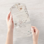 Champagne & Cream Waterverf Boho Bloemendiner All In One Uitnodiging (Afscheurbaar)