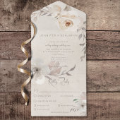 Champagne & Cream Waterverf Boho Bloemendiner All In One Uitnodiging