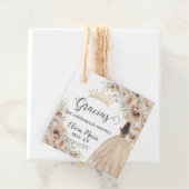 Champagne Crème Beige Bloemen Prinses Quinceañera Bedankjes Labels (In situ)