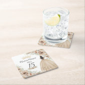 Champagne Crème Beige Bloemen Prinses Quinceañera Kartonnen Onderzetters (Insitu)