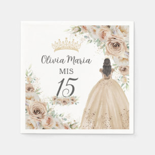 Champagne Crème Beige Bloemen Prinses Quinceañera Servet