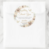 Champagne Crème Beige Bloemige Quinceañera Sweet 1 Ronde Sticker (Tas)