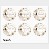 Champagne Crème Bloemen Jurk Quinceañera Sweet 16 Ronde Sticker (Vel)