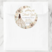 Champagne Crème Bloemen Jurk Quinceañera Sweet 16 Ronde Sticker (Tas)