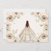 Champagne Crème Bloemen Zoet Zestien QUINCEAÑERA Save The Date (Achterkant)