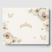 Champagne Crème Bloemenvlinders Quinceañera Gastenboek (Achterkant)