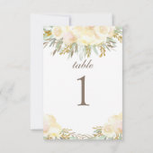 Champagne Crème Huwelijk Tafelkaart | Bloem Kaart (Achterkant)