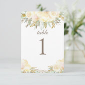 Champagne Crème Huwelijkstafelkaart | Bloem Kaart (Staand voorkant)