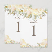 Champagne Crème Huwelijkstafelkaart | Bloem Kaart (Voorkant / Achterkant)