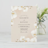 Champagne Crème Orchideeën Bruiloft Kaart (Staand voorkant)