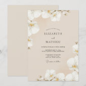 Champagne Crème Orchideeën Bruiloft Kaart (Voorkant / Achterkant)
