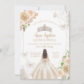 Champagne Crème Quinceañera Vlinder Tiara Kaart (Voorkant)