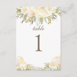 Champagne Crème Trouwtafelkaart | Bloemen Kaart