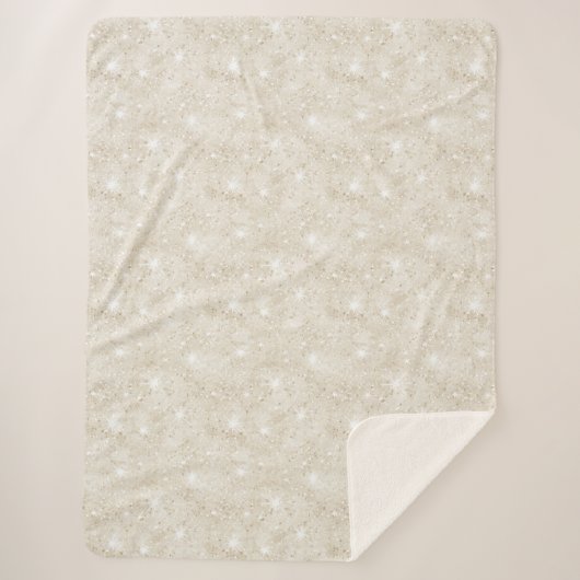 Champagne Crème Zand Glitter Sherpa Deken (Voorkant)