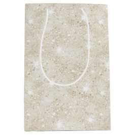 Champagne Crème Zand Glitter Verjaardag Medium Cadeauzakje