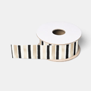 Champagne Crème Zwarte Witte Strepen Bruiloft Grosgrain Lint