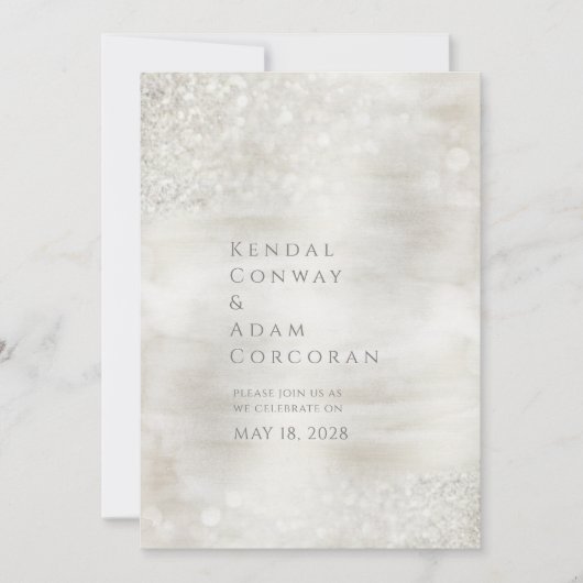 Champagne Crystal Ridge Elegant mousding Wedding Kaart (Voorkant)