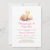 Champagne Cupcakes Bruids Douche Uitnodiging (Voorkant)