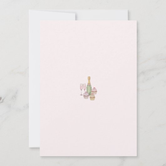 Champagne & Cupcakes Moderne Roze Bruids Luncheon Kaart (Achterkant)