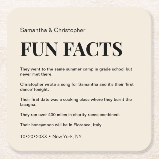 Champagne custom plezier fact list Weddenschap Kartonnen Onderzetters (Voorkant)