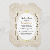Champagne Damask Custom Bridal Shower Invitation Kaart (Voorkant / Achterkant)