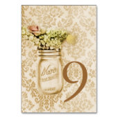 Champagne damask floral mason jar bruiloft kaart (Achterkant)