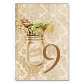 Champagne damask floral mason jar bruiloft kaart (Voorkant)