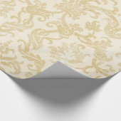 Champagne Damask Lace Gold Ivory Wrapping Paper Cadeaupapier (Hoek)