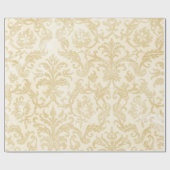 Champagne Damask Lace Gold Ivory Wrapping Paper Cadeaupapier (Vlak)