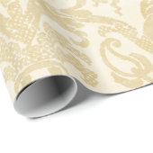 Champagne Damask Lace Gold Ivory Wrapping Paper Cadeaupapier (Rol Hoek)