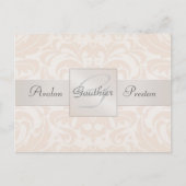 Champagne Damask Monogram Save the Date Briefkaart (Voorkant)