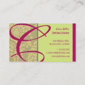 Champagne Damask Monogram Visitekaartje (Achterkant)