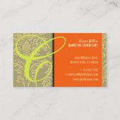 Champagne Damask Monogram Visitekaartje (Achterkant)