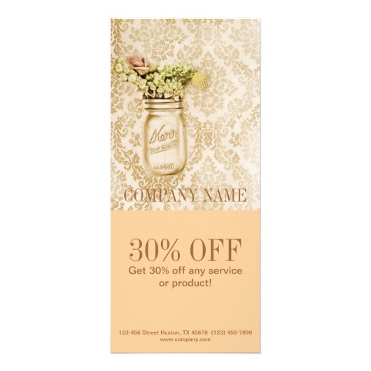  champagne damast western land mason jar reclamekaart (Voorkant)