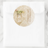  champagne damast western land mason jar ronde sticker (Tas)