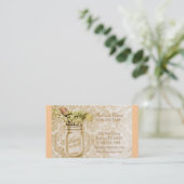 champagne damast western land mason jar visitekaartje (Staand voorkant)