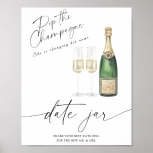 Champagne - date night ideeën. Date jar bruid Poster