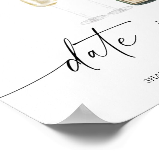 Champagne - date night ideeën. Datum potje bruids Poster (Hoek)