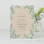 Champagne Dennenevergroene Eucalyptus Bruiloft Kaart (Staand voorkant)