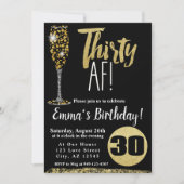 Champagne Dertig AF zwart goud 30ste verjaardag Kaart (Voorkant)