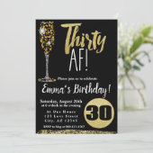 Champagne Dertig AF zwart goud 30ste verjaardag Kaart (Staand voorkant)