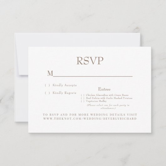 Champagne Diner Keuzes Bruiloft RSVP Kaart (Voorkant)