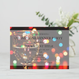 Champagne Dinerfeest Bokeh Lichten Aangepaste Uitn Kaart