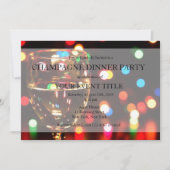 Champagne Dinner Party Bokeh Lights Custom Invitae Kaart (Voorkant)
