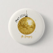 Champagne Disco Bal 2026 Oudejaarsavond Ronde Button 5,7 Cm (Voorkant)