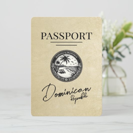 Champagne Dominicaanse Republiek Paspoort Save The Date (Staand voorkant)
